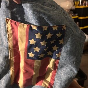 Denim back pack with American Flag Patch